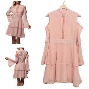 PPLA People Project Selby Woven Bell Sleeve Dress in Pink Blush Size Small NWT